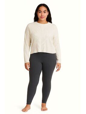 DYI Women's Long Sleeve Waffle Top White Size Large